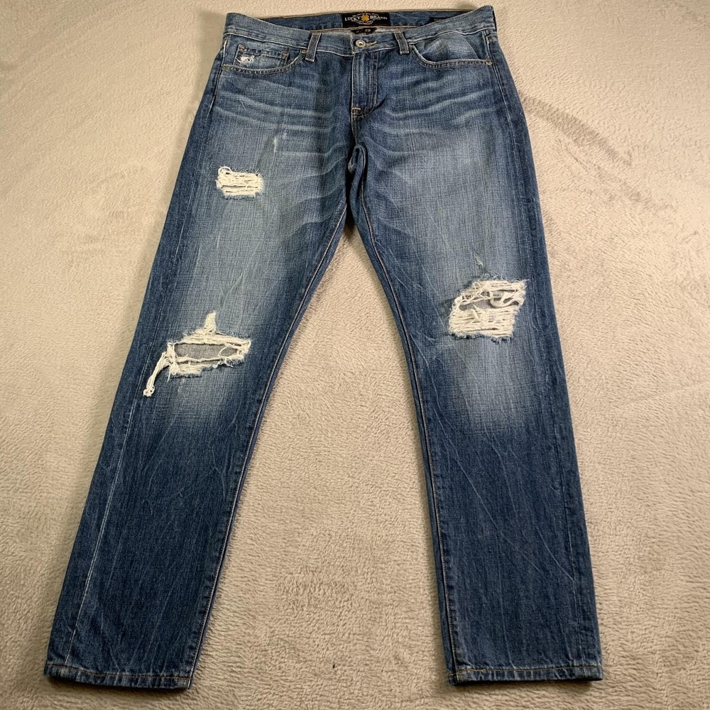 Lucky Brand Sienna Cigarette Jeans‎ Womens 8 29 Blue Distressed Slim Straight